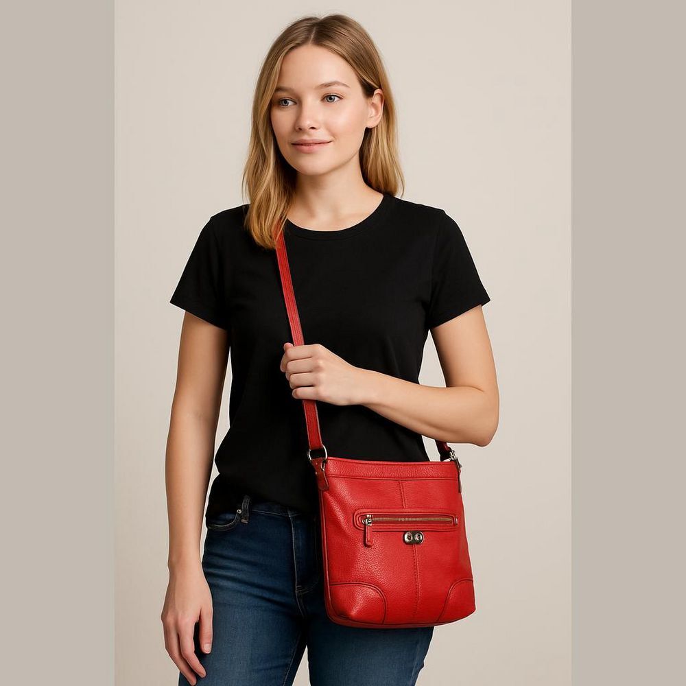 Kim Rogers Red Faux Leather Crossbody Bag